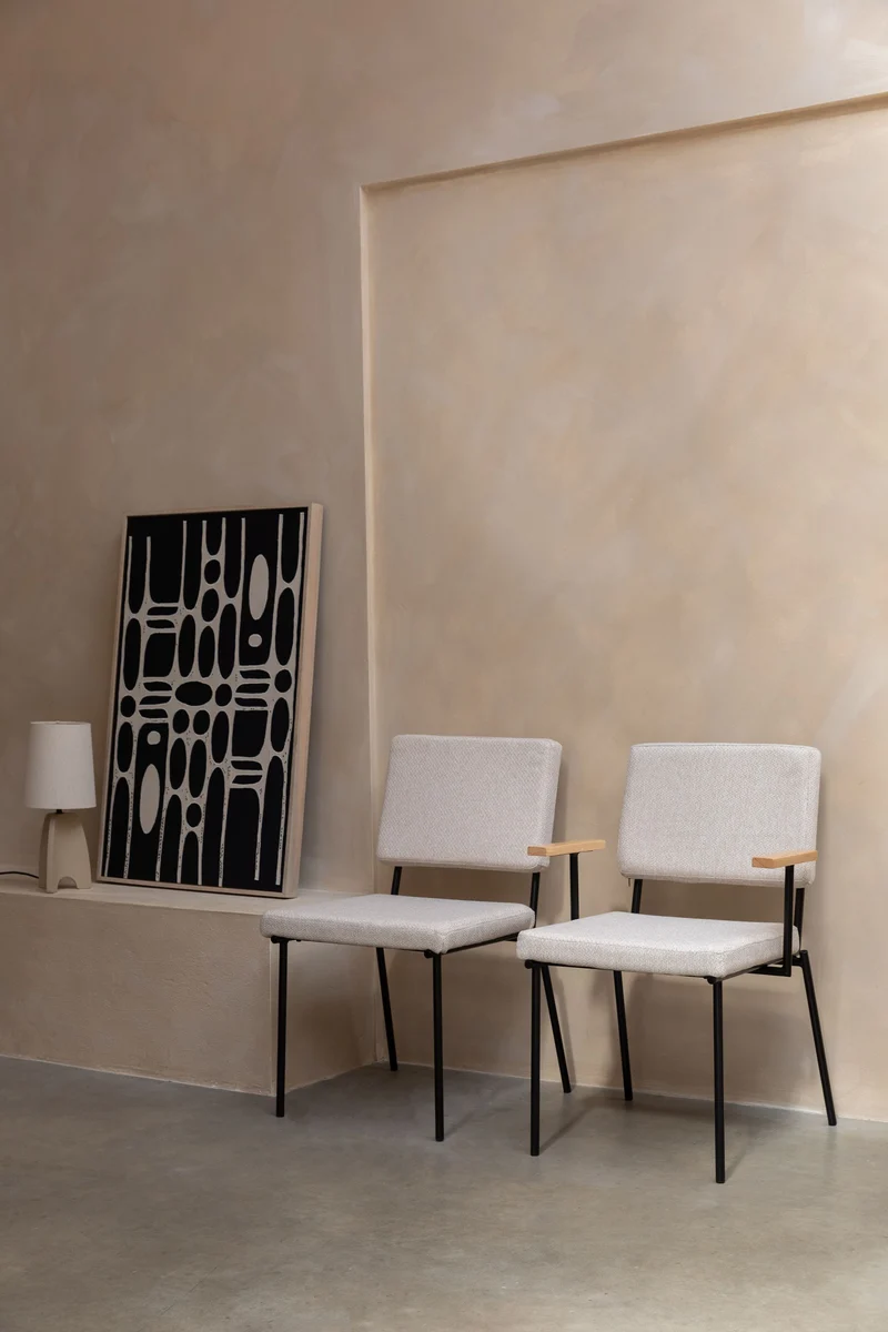 Zuiver Sessel Fellow – Off-White, Polyester, 60 × 57,5 × 85 cm, 2er-Set