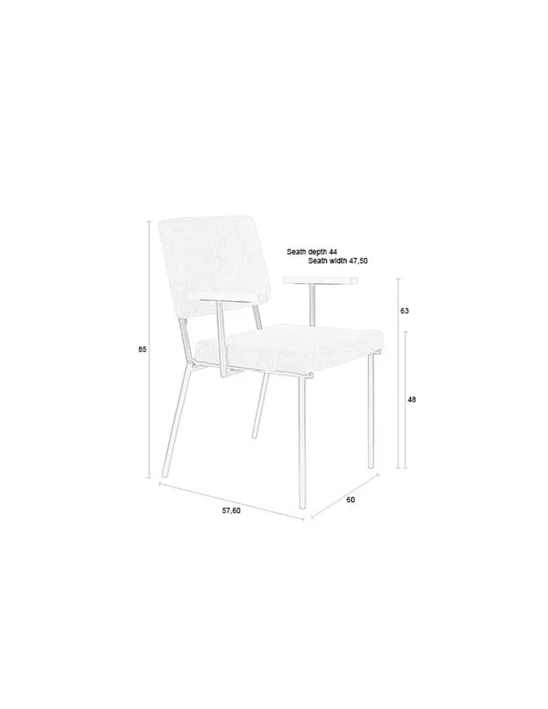 Zuiver Sessel Fellow – Off-White, Polyester, 60 × 57,5 × 85 cm, 2er-Set