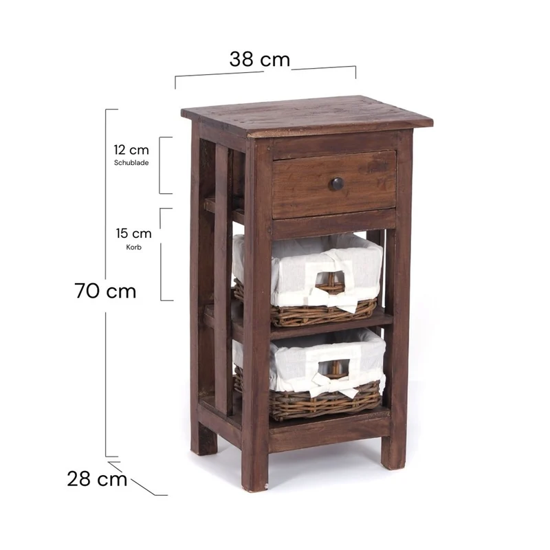 TELEFONTISCH "RATTAN 70" | 70x38x28cm (HxBxT), Mahagoni | Farbe: 02 hellbraun
