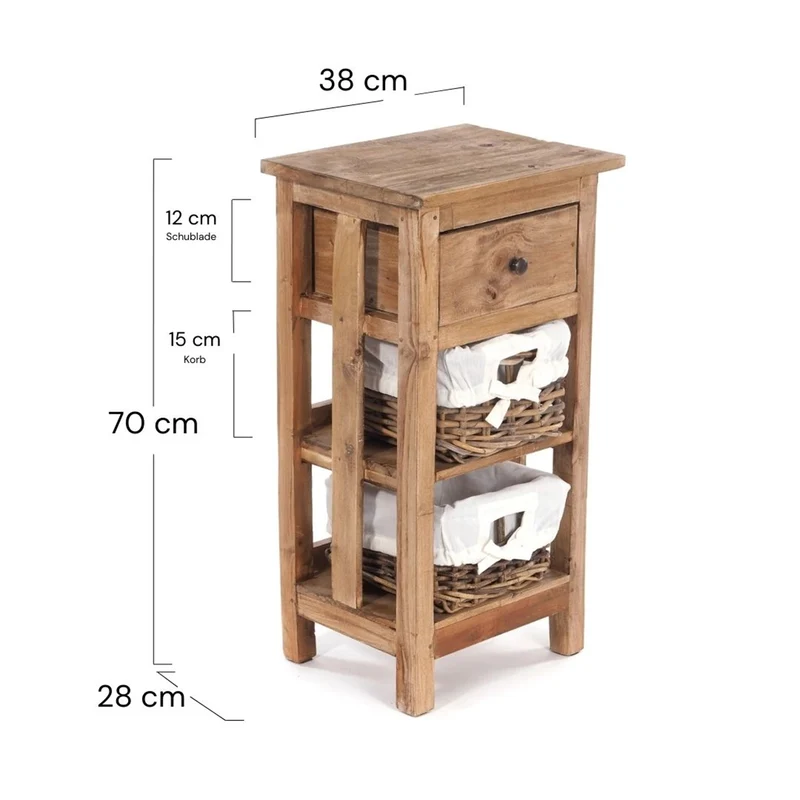 TELEFONTISCH "RATTAN 70" | 70x38x28cm (HxBxT), Mahagoni | Farbe: 01 natur-vintage