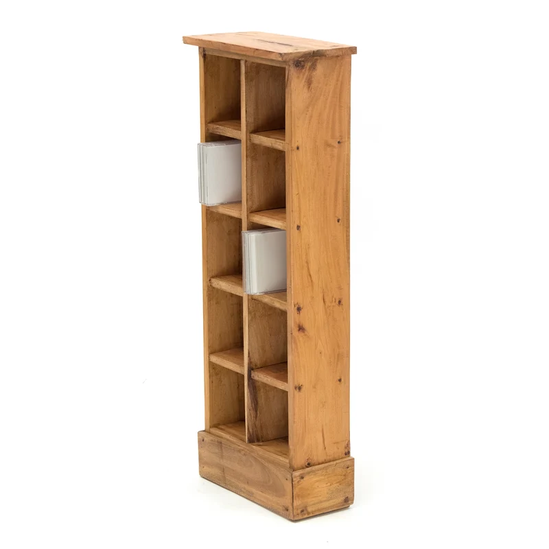 RUSTIKALES CD & BÜCHERREGAL NATURE | 94x36cm(HxB) Holzregal 10 Fächer | Farbe: 08 honigfarben gewachst