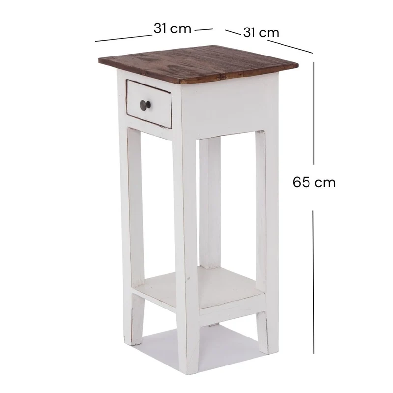TELEFONTISCH "DRAWER 65" | Mahagoni, 65x31x31 cm | Beistelltisch | Farbe: 06 weiß-landhaus