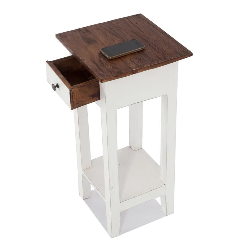 TELEFONTISCH "DRAWER 65" | Mahagoni, 65x31x31 cm | Beistelltisch | Farbe: 06 weiß-landhaus