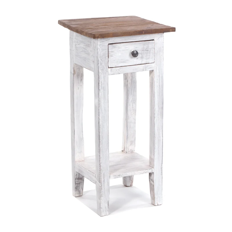 TELEFONTISCH "DRAWER 65" | Mahagoni, 65x31x31 cm | Beistelltisch | Farbe: 05 weiß-natur