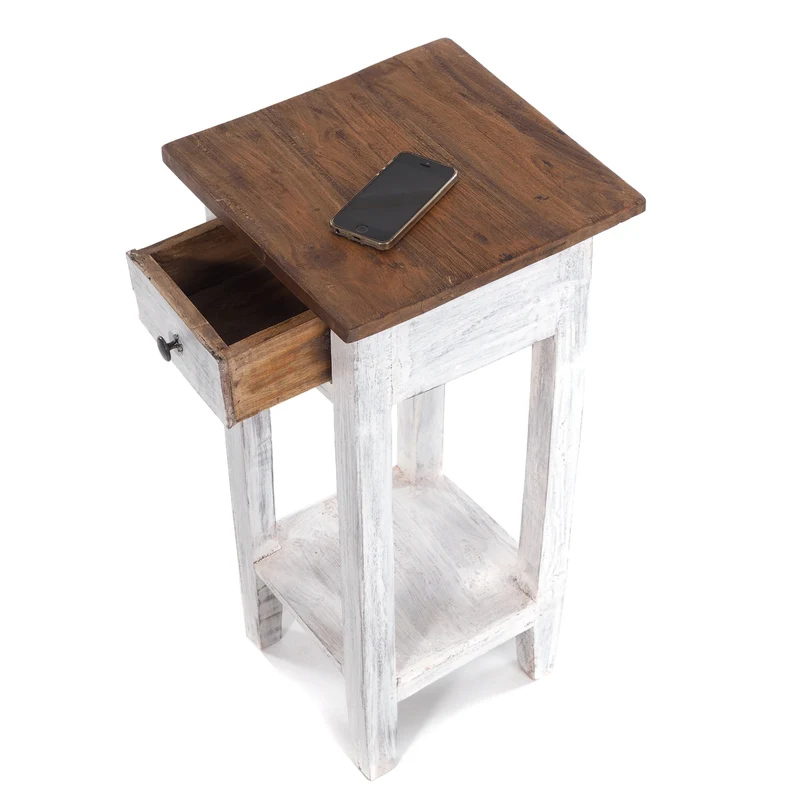 TELEFONTISCH "DRAWER 65" | Mahagoni, 65x31x31 cm | Beistelltisch | Farbe: 05 weiß-natur