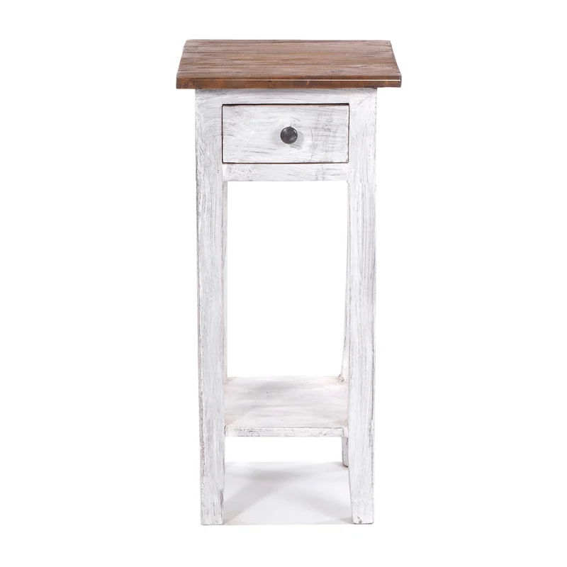 TELEFONTISCH "DRAWER 65" | Mahagoni, 65x31x31 cm | Beistelltisch | Farbe: 05 weiß-natur