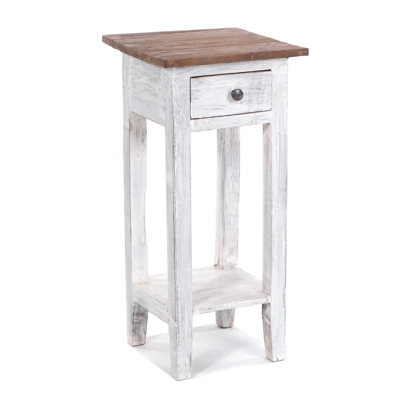 TELEFONTISCH "DRAWER 65" | Mahagoni, 65x31x31 cm | Beistelltisch | Farbe: 05 weiß-natur