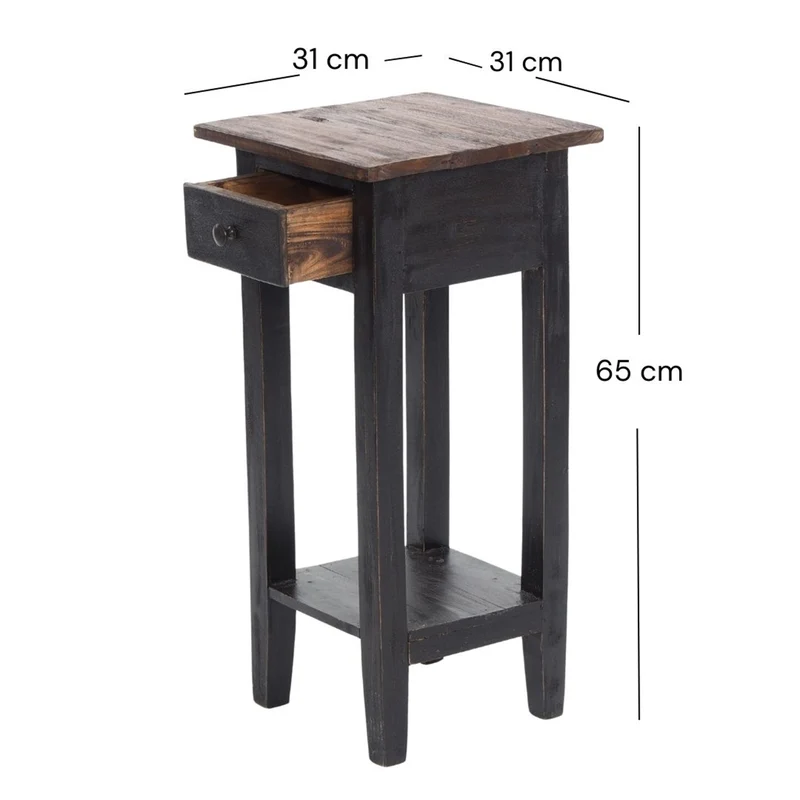 TELEFONTISCH "DRAWER 65" | Mahagoni, 65x31x31 cm | Beistelltisch | Farbe: 04 schwarz-natur