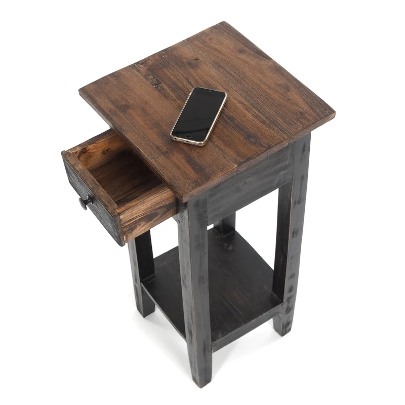 TELEFONTISCH "DRAWER 65" | Mahagoni, 65x31x31 cm | Beistelltisch | Farbe: 04 schwarz-natur