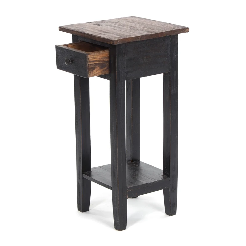 TELEFONTISCH "DRAWER 65" | Mahagoni, 65x31x31 cm | Beistelltisch | Farbe: 04 schwarz-natur