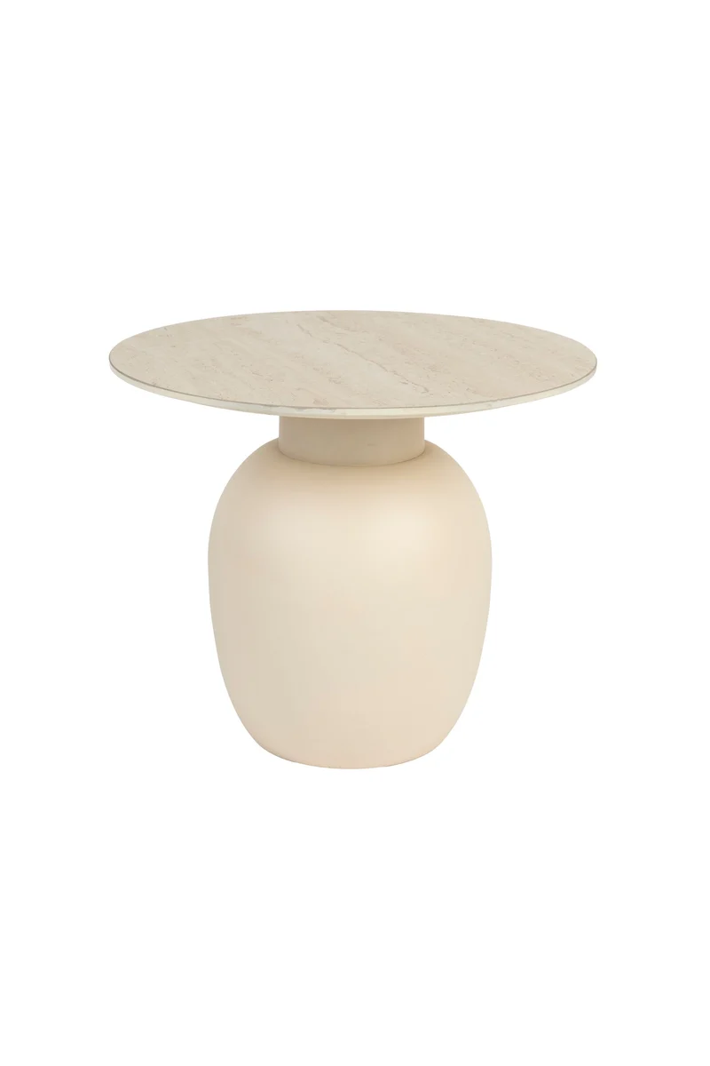 White Label Living Beistelltisch Karula Niedrig – Beige, Eisen, 50 × 50 × 42 cm