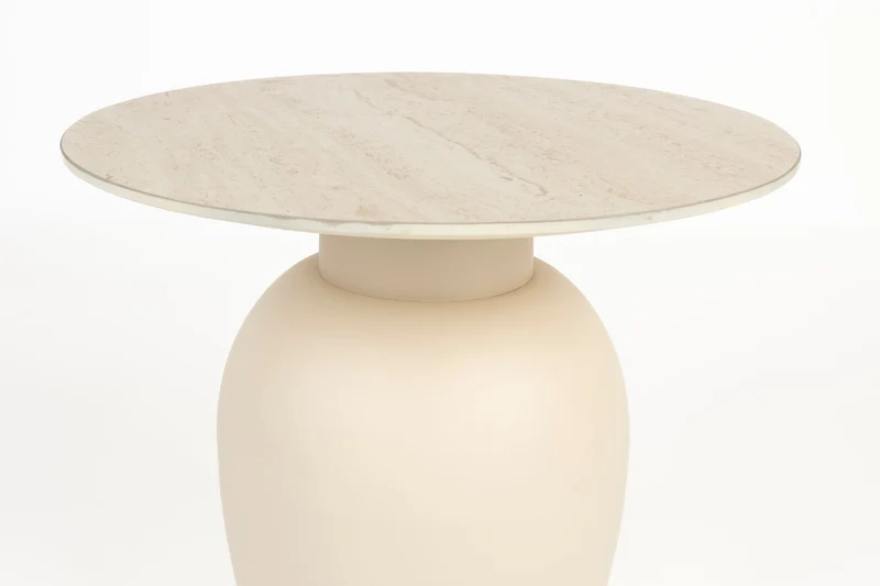White Label Living Beistelltisch Karula Niedrig – Beige, Eisen, 50 × 50 × 42 cm