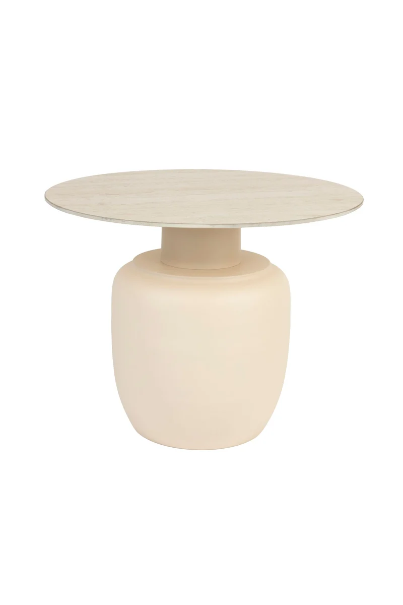 White Label Living Beistelltisch Karula Hoch – Beige, Eisen, 60 × 60 × 47 cm