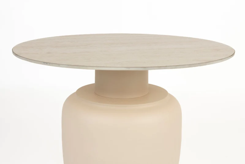 White Label Living Beistelltisch Karula Hoch – Beige, Eisen, 60 × 60 × 47 cm