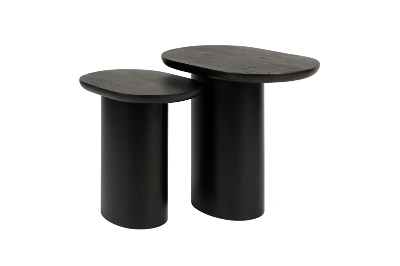 White Label Living Beistelltisch Bela – Schwarz, Eisen, 48 × 32 × 43 cm, 2er-Set