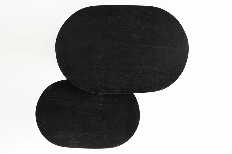 White Label Living Beistelltisch Bela – Schwarz, Eisen, 48 × 32 × 43 cm, 2er-Set