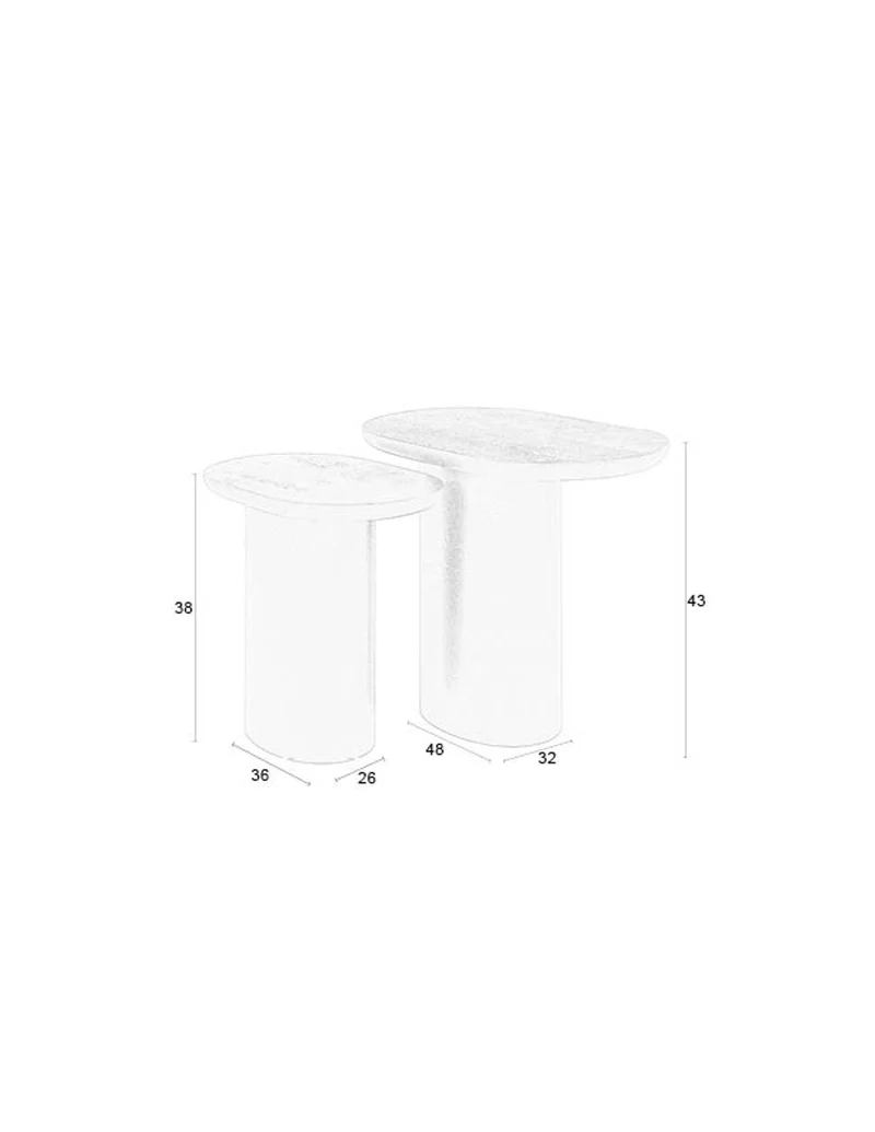 White Label Living Beistelltisch Bela – Schwarz, Eisen, 48 × 32 × 43 cm, 2er-Set