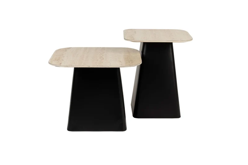 White Label Living Beistelltisch Baru – Schwarz, Eisen, 42 × 42 × 47 cm, 2er-Set