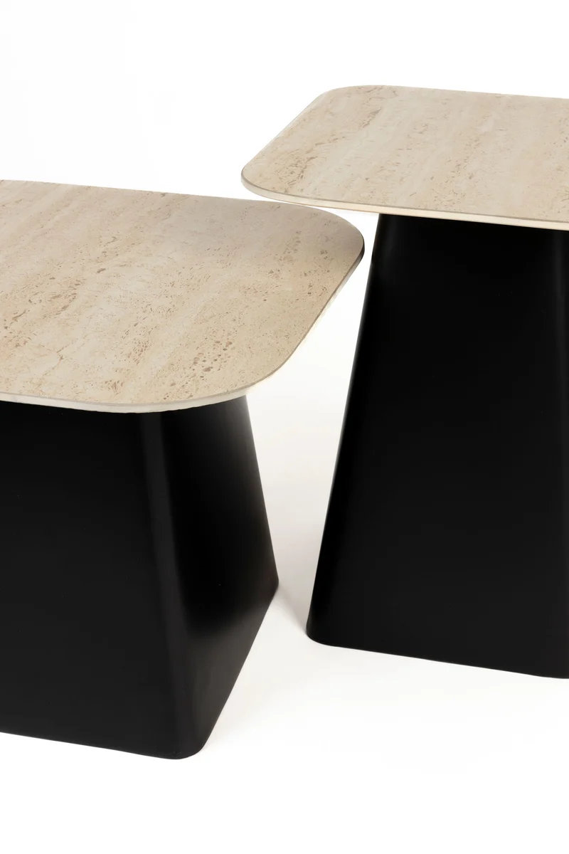 White Label Living Beistelltisch Baru – Schwarz, Eisen, 42 × 42 × 47 cm, 2er-Set