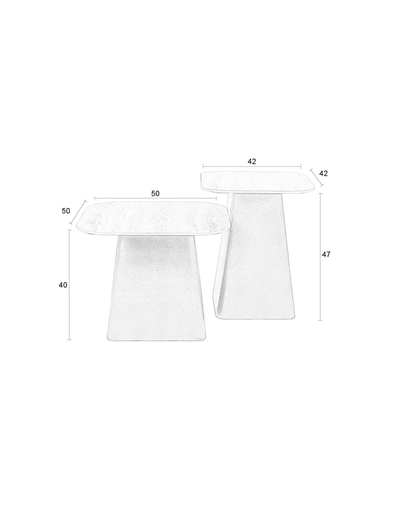 White Label Living Beistelltisch Baru – Schwarz, Eisen, 42 × 42 × 47 cm, 2er-Set
