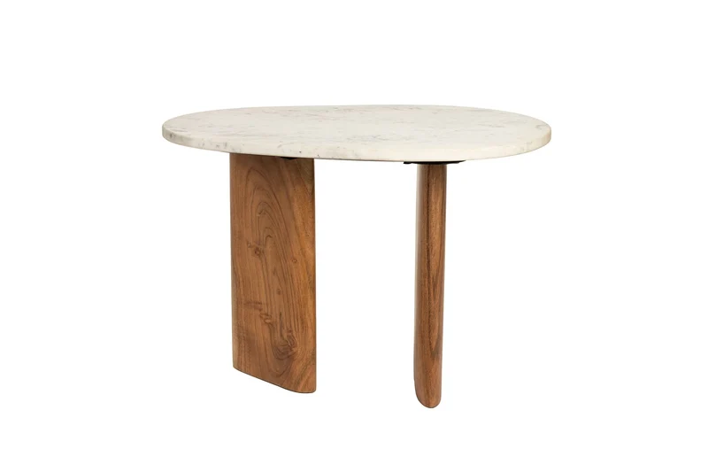 White Label Living Beistelltisch Tanda – Braun, Marmor, 56 × 37 × 39 cm