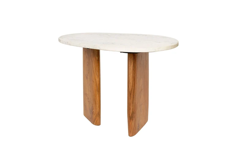 White Label Living Beistelltisch Tanda – Braun, Marmor, 56 × 37 × 39 cm