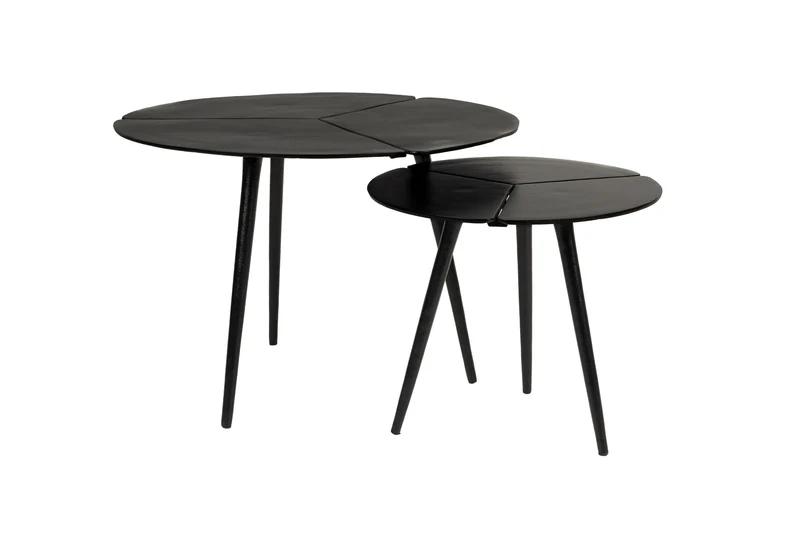 White Label Living Beistelltisch Kourdebour – Schwarz, Aluminium, 60 × 60 × 41 cm, 2er-Set