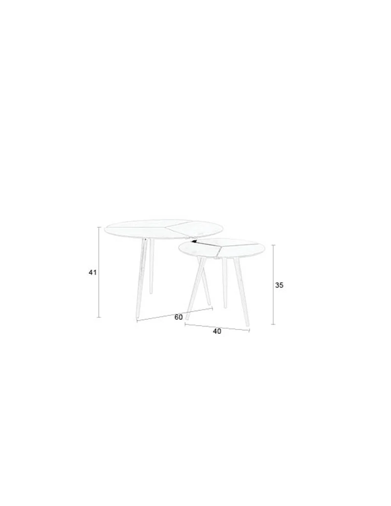 White Label Living Beistelltisch Kourdebour – Schwarz, Aluminium, 60 × 60 × 41 cm, 2er-Set