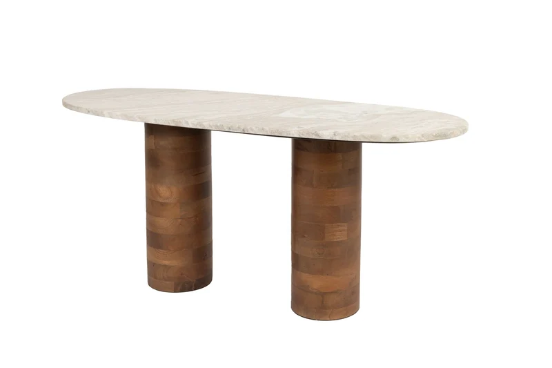 White Label Living Couchtisch Kouk – Braun, Marmor, 100 × 40 × 43 cm