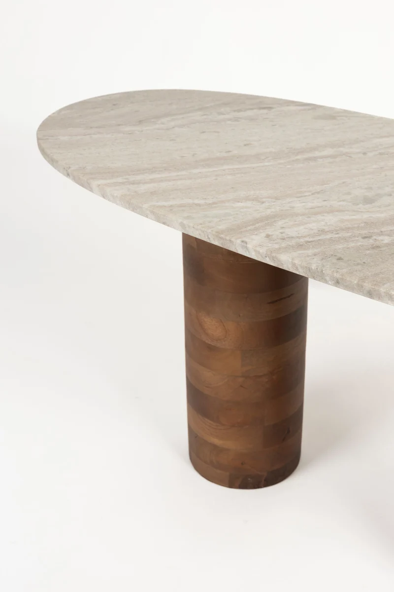 White Label Living Couchtisch Kouk – Braun, Marmor, 100 × 40 × 43 cm