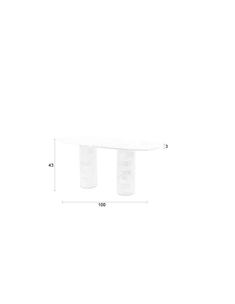 White Label Living Couchtisch Kouk – Braun, Marmor, 100 × 40 × 43 cm