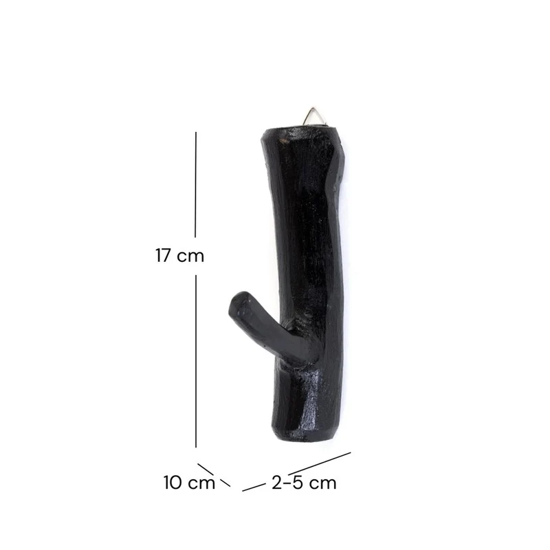 GARDEROBENHAKEN LIMB | Teakholz ca. 15cm(H) Garderobenhaken aus Ästen | Farbe: 09 voodoo - schwarz