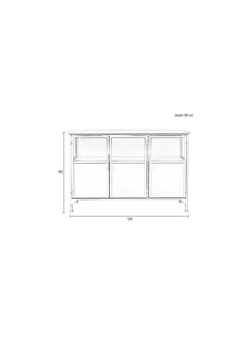 White Label Living Schrank Miya Niedrig 3do – Eisen, 120 × 35 × 80 cm