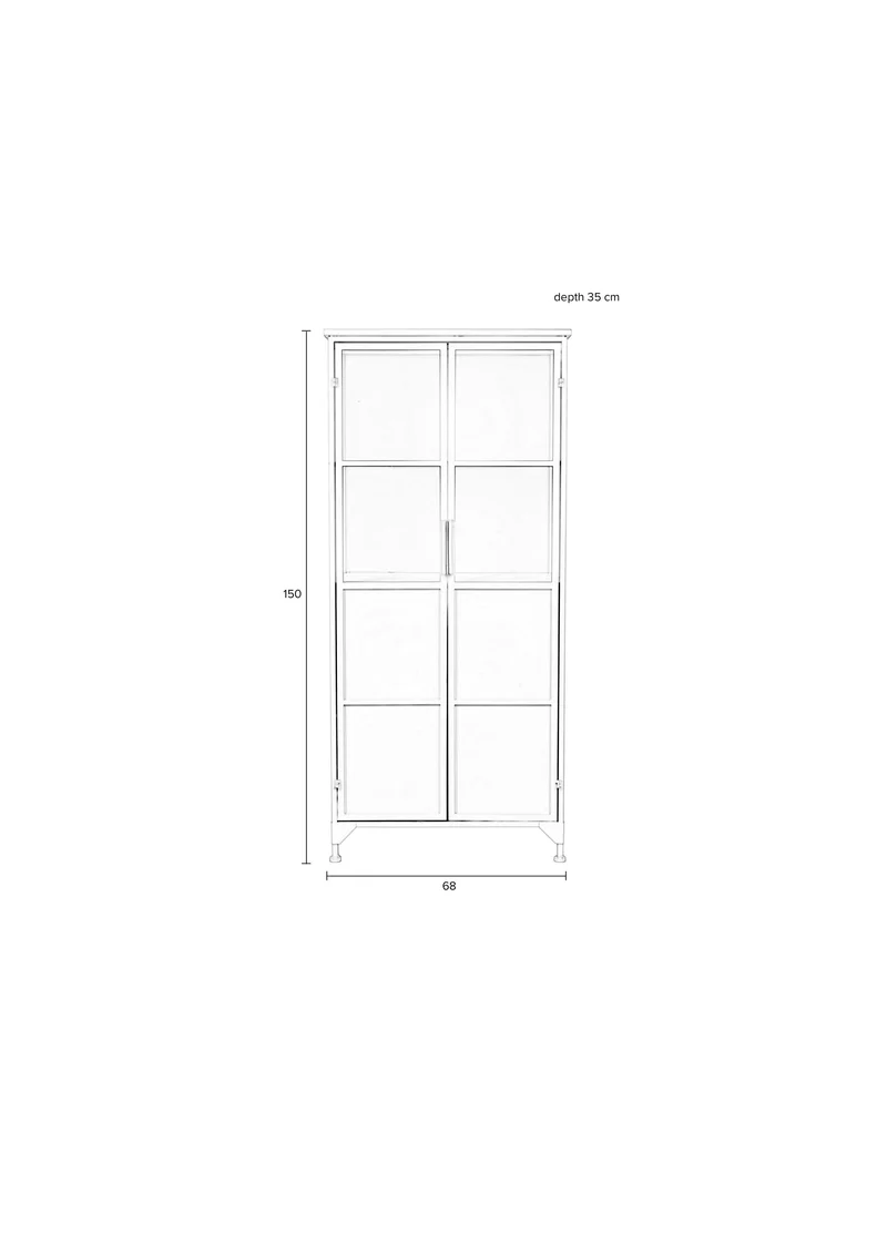 White Label Living Schrank Miya Hoch 2do – Eisen, 68 × 35 × 150 cm