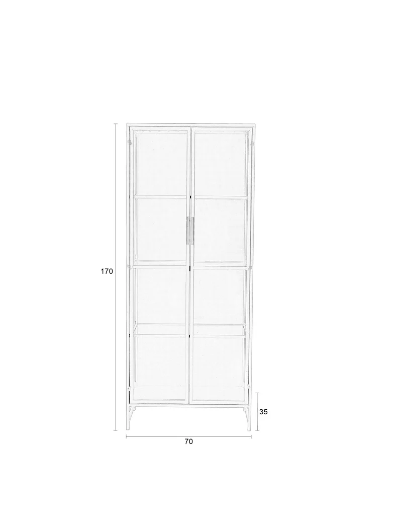 White Label Living Schrank Rob Large – Eisen, 35 × 70 × 170 cm