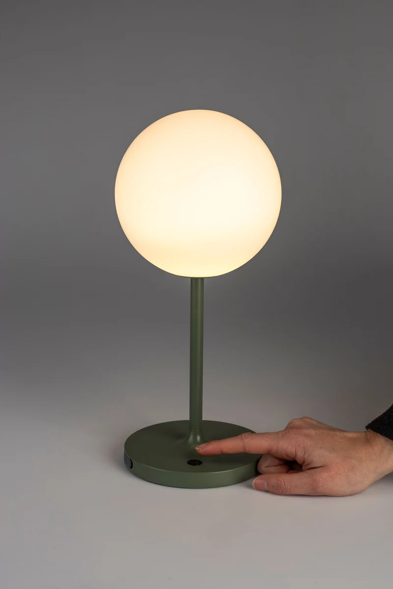 White Label Living Tischleuchte Hub – Grün, Polypropylen, 15 × 15 × 33 cm