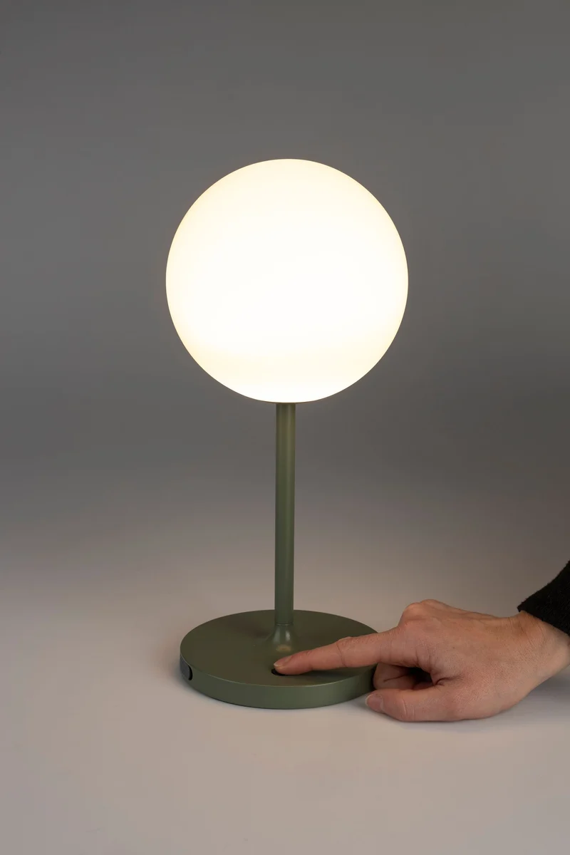 White Label Living Tischleuchte Hub – Grün, Polypropylen, 15 × 15 × 33 cm