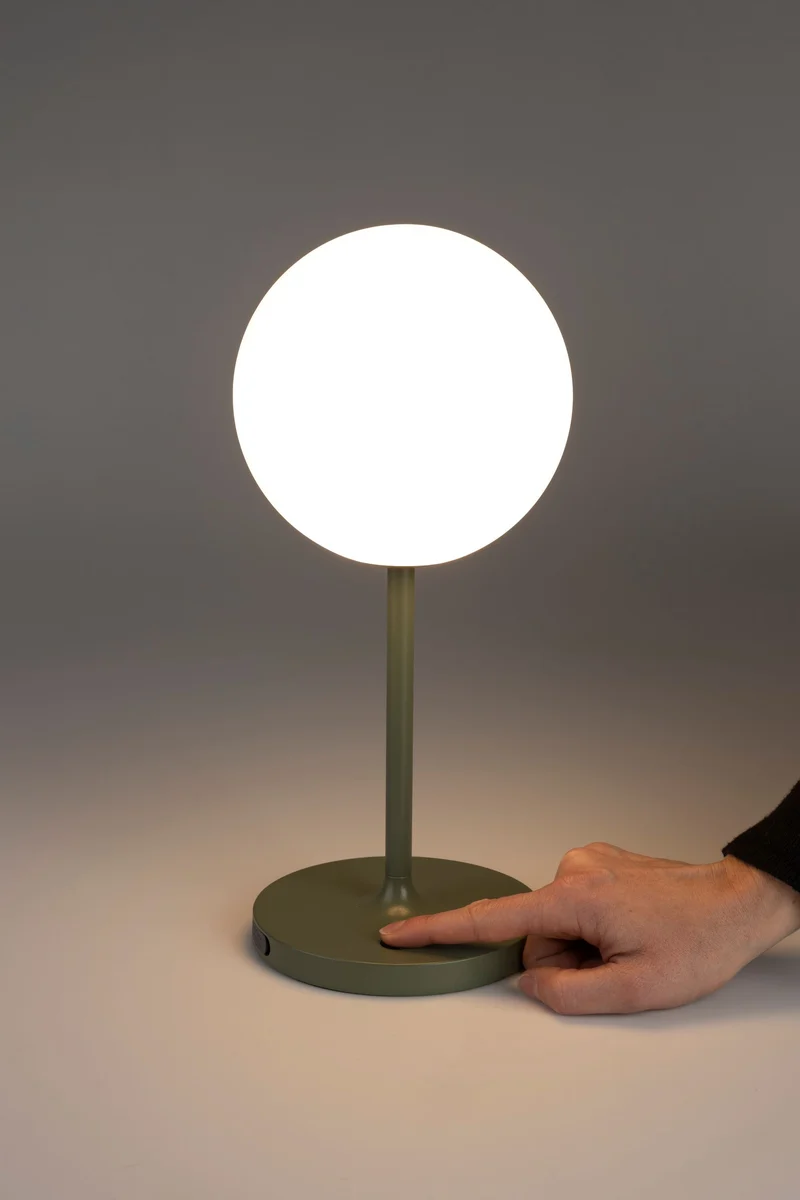 White Label Living Tischleuchte Hub – Grün, Polypropylen, 15 × 15 × 33 cm