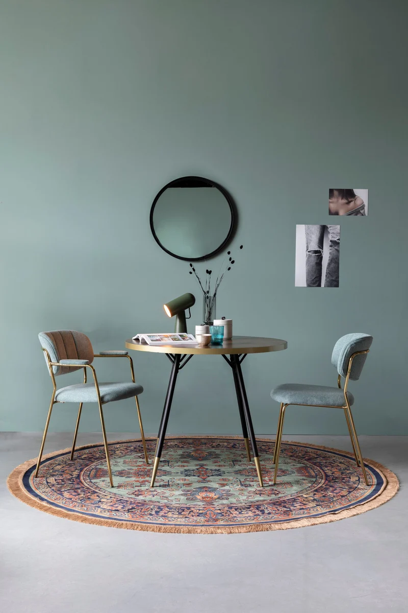 White Label Living Teppich Raz '200 – Grün, Viskose, 200 × 200 × 0,26 cm