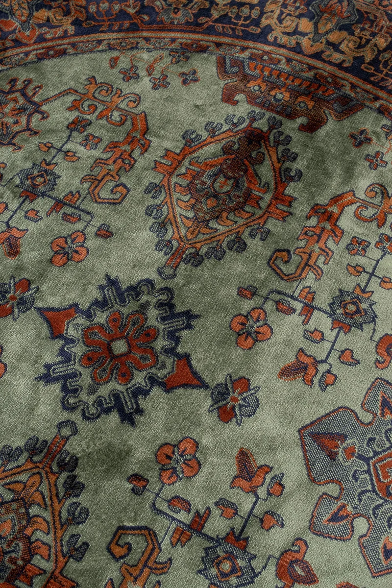 White Label Living Teppich Raz '200 – Grün, Viskose, 200 × 200 × 0,26 cm