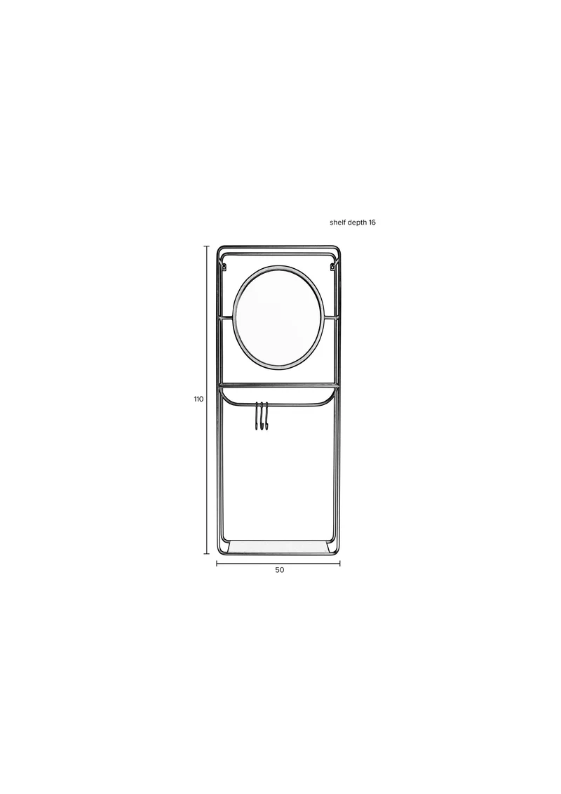 White Label Living Spiegel Wall Rack Mirror Duco – Stahl, 50 × 16 × 110 cm