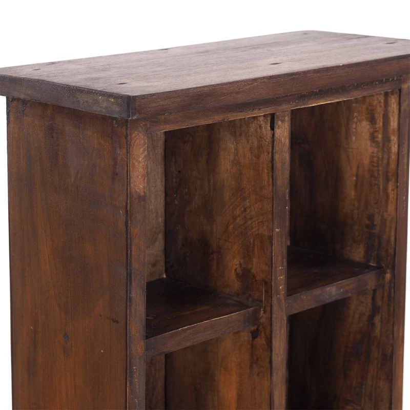 RUSTIKALES CD & BÜCHERREGAL NATURE | 94x36cm(HxB) Holzregal 10 Fächer | Farbe: 03 dunkelbraun
