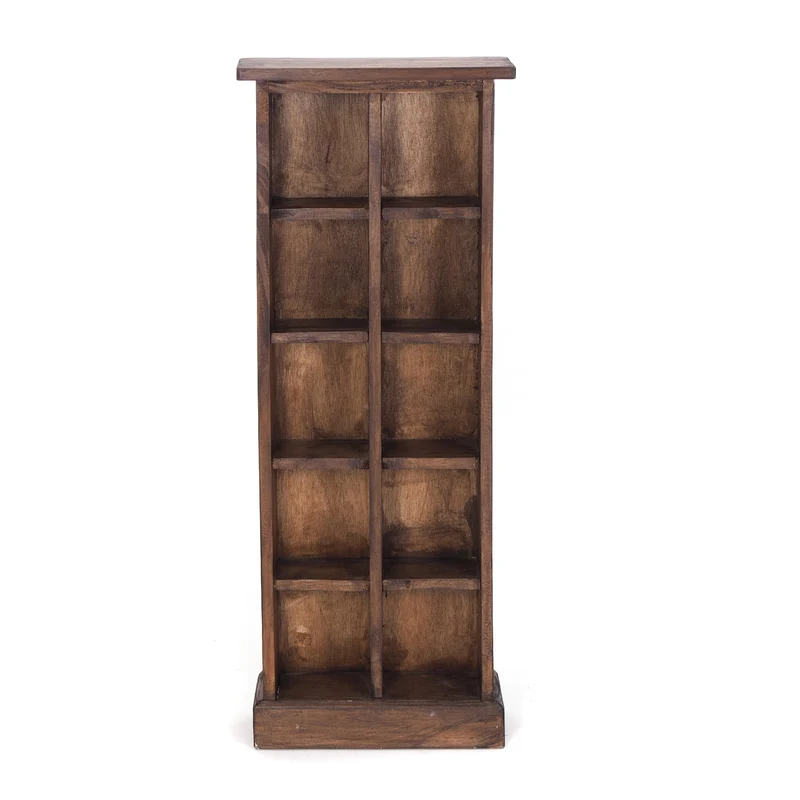 RUSTIKALES CD & BÜCHERREGAL NATURE | 94x36cm(HxB) Holzregal 10 Fächer | Farbe: 03 dunkelbraun