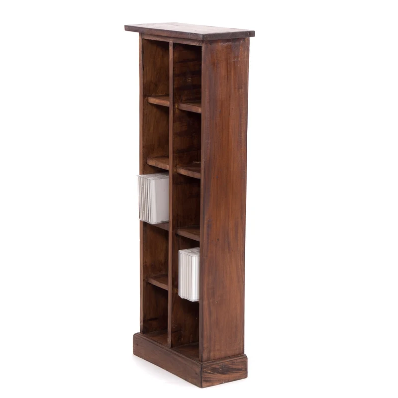 RUSTIKALES CD & BÜCHERREGAL NATURE | 94x36cm(HxB) Holzregal 10 Fächer | Farbe: 02 hellbraun