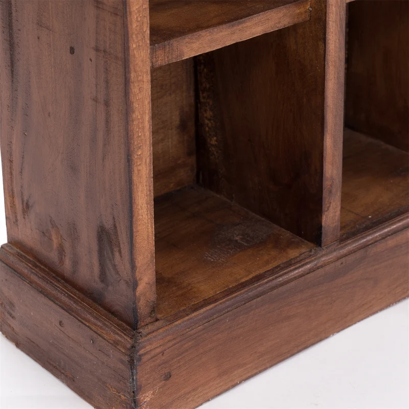 RUSTIKALES CD & BÜCHERREGAL NATURE | 94x36cm(HxB) Holzregal 10 Fächer | Farbe: 02 hellbraun