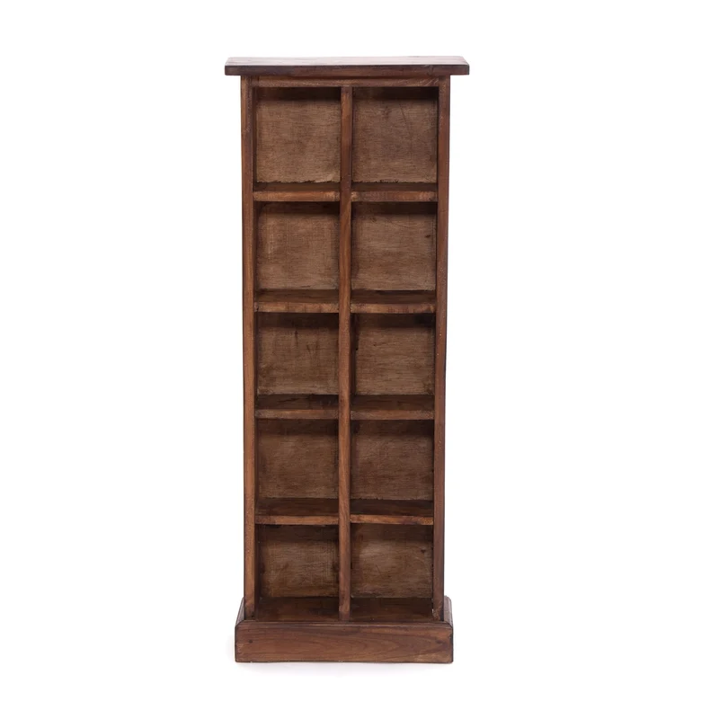 RUSTIKALES CD & BÜCHERREGAL NATURE | 94x36cm(HxB) Holzregal 10 Fächer | Farbe: 02 hellbraun