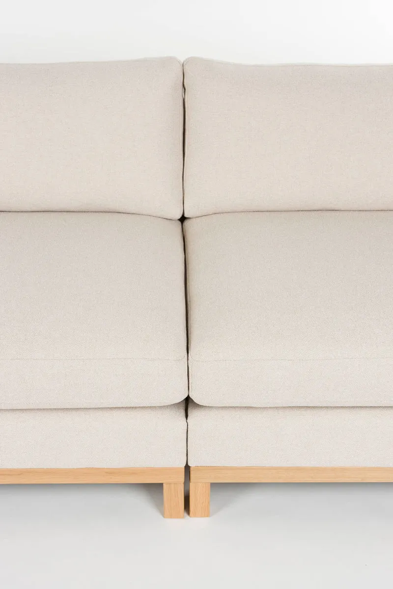 Zuiver Sofa Blossom 3-Sitzer Oak – Sand, Stoff, 101 × 230 × 80 cm