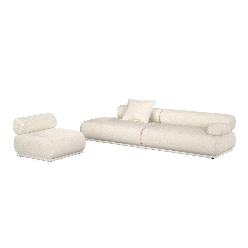Zuiver Sofa Rembrandt 4,5-Sitzer rechts – Beige, Polyester, 402 × 68 cm
