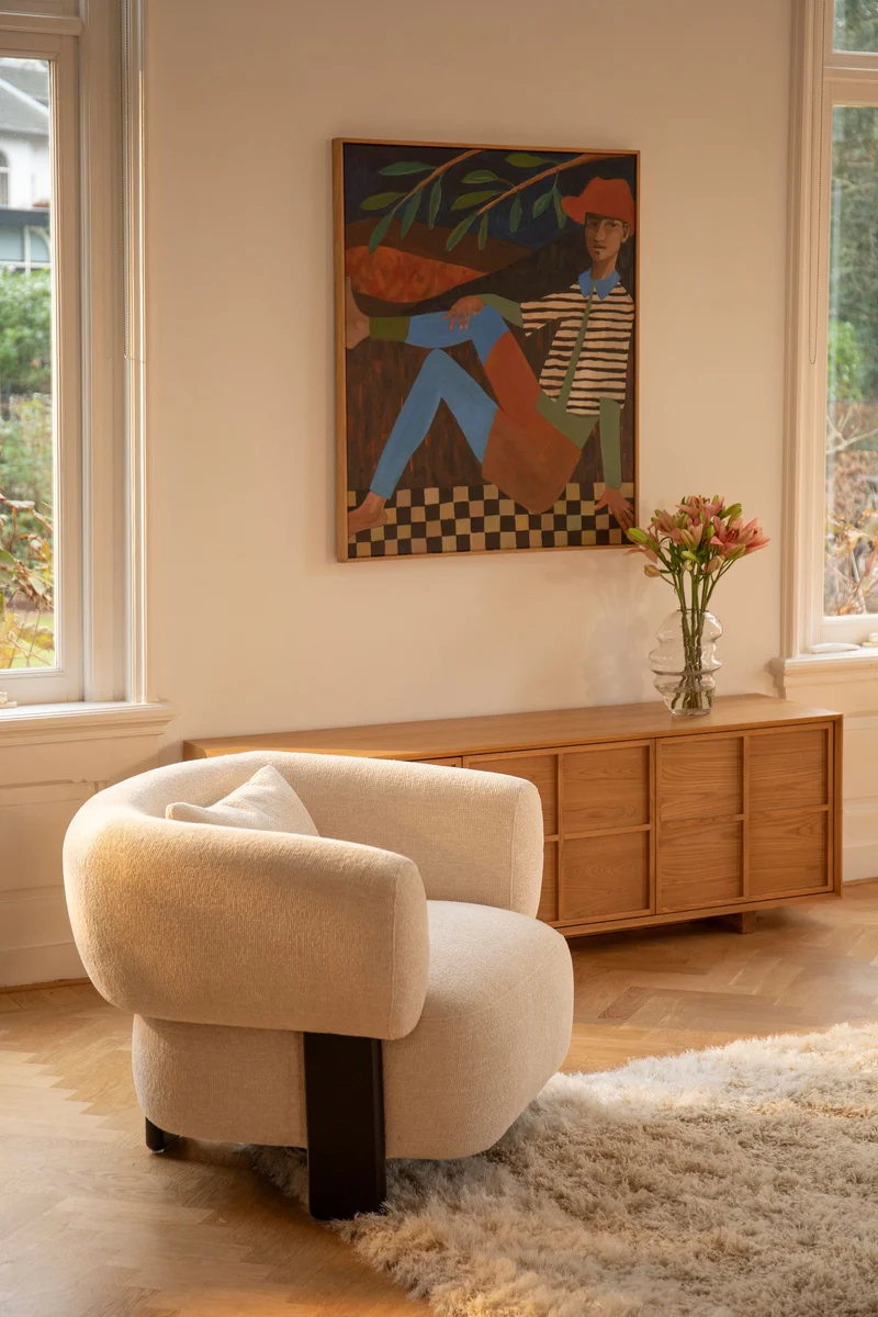 Zuiver Loungesessel Neil – Beige, Polyester, 91 × 86 × 69 cm