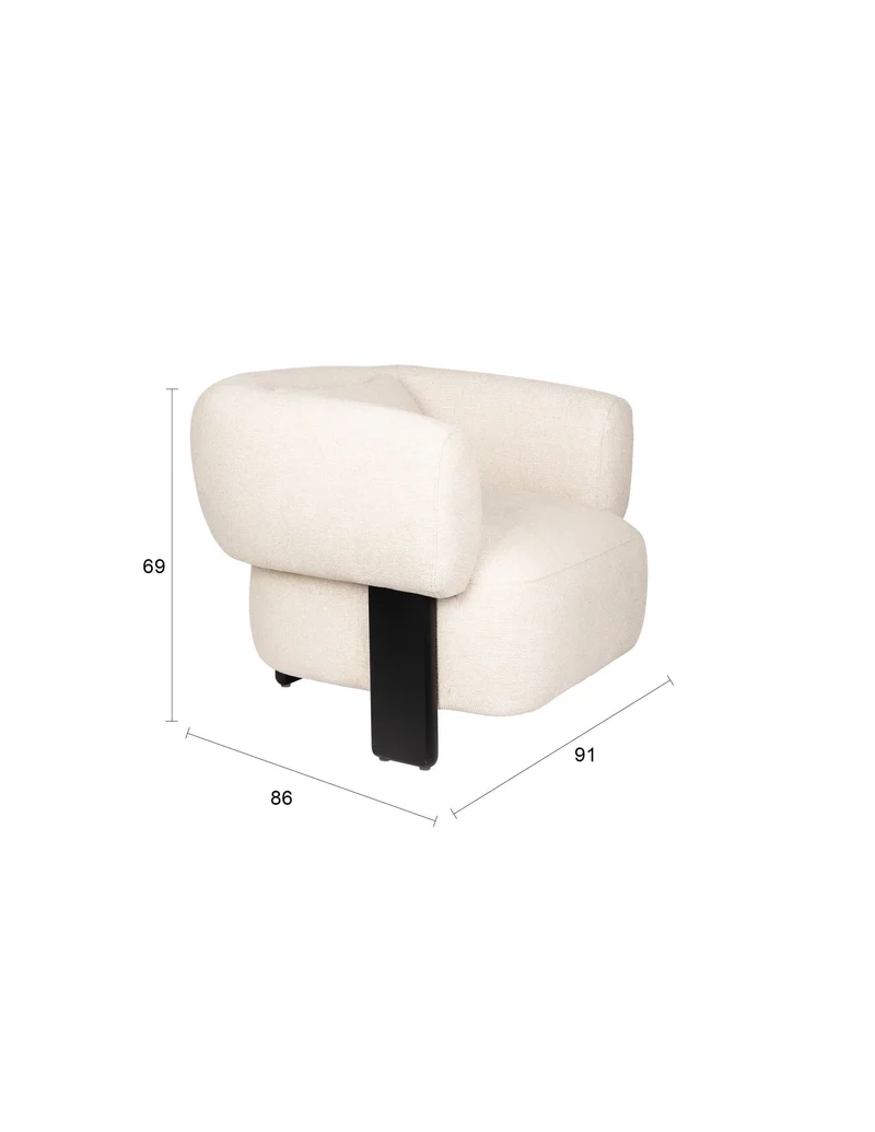 Zuiver Loungesessel Neil – Beige, Polyester, 91 × 86 × 69 cm